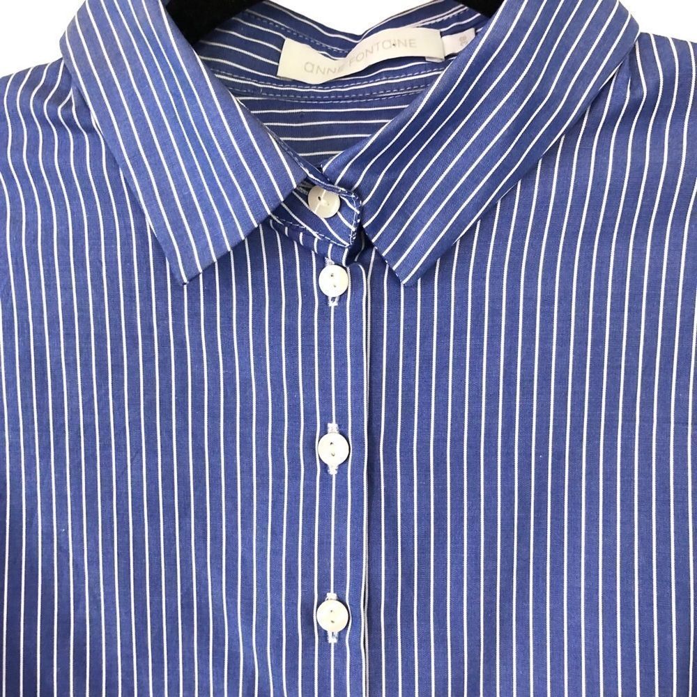 Anne Fontaine | Veleda Shirt Dress Blue White Stripe Button Up - Picture 5 of 9